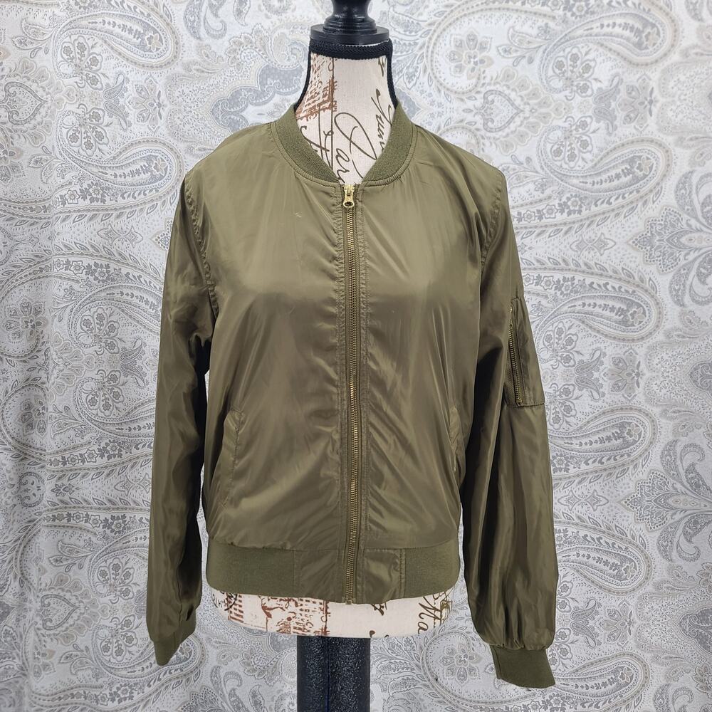 Love Tree lightweight Bomber satin jacket Sz Medium Gorpcore Military Streetwear